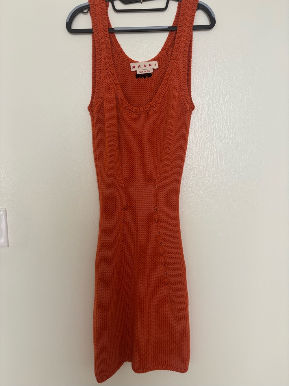 MARNI Vibrant Rust Knit Sweater Dress